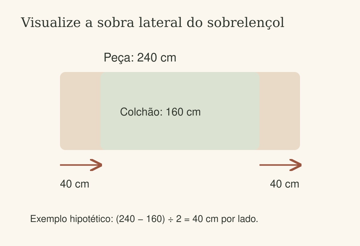 Exemplo ilustrativo de sobra lateral do sobrelençol